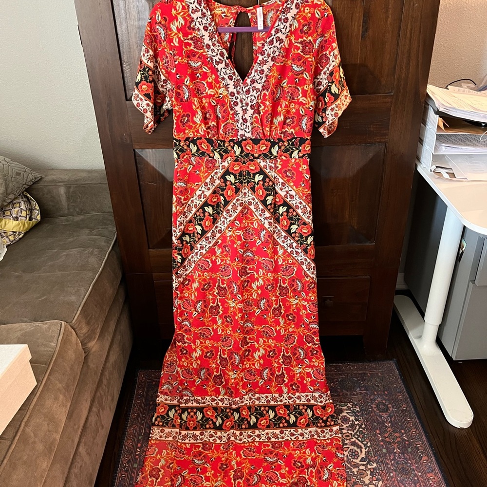 Asian-Inspired Red Boho Dress